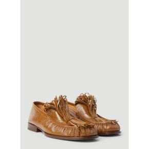 24 FW 드리스반노튼 여성 Fringe Embellished Leather Loafers dvn0255002tan