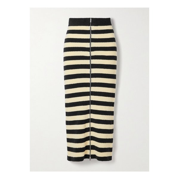 스트라이프 코튼 블렌드 테리 미디 스커트 1647597326210022