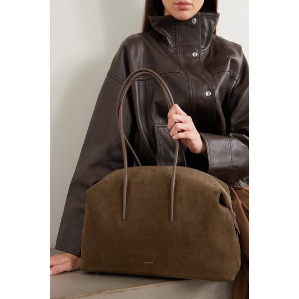드멜리어 스톡홀름 가죽 트리밍 스웨이드 토트백 브라운 46376663162972683