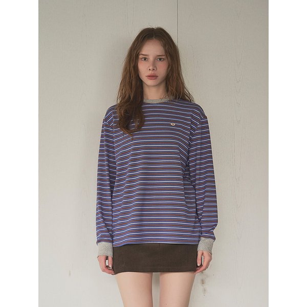 Stripe Peach Long Sleeve Tee_Blue