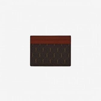  생로랑 모노그램 캔버스 르 모노그램 카드 홀더 체스트넛 Saint Laurent Le Monogramme Card Hol