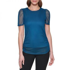 4302594 DKNY Short Sleeve Side Ruched Knit Top