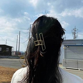 올림머리 무모던광 골드 사각 메탈집게핀 헤어 핀 대형 왕