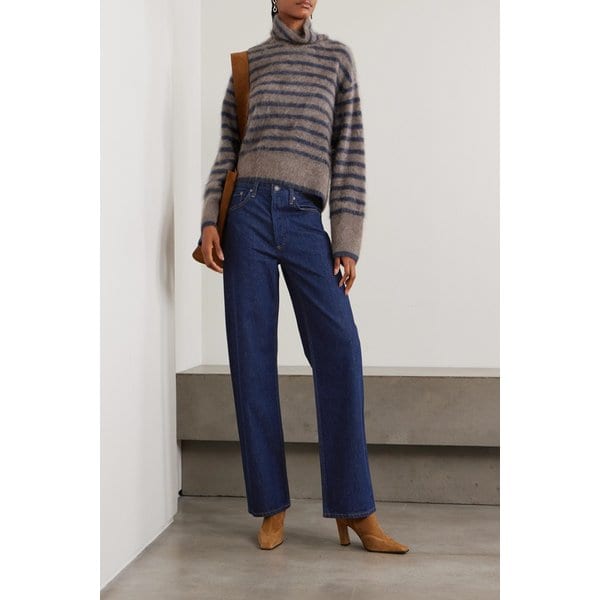 아크 롱 하이웨이스트 와이드 진 다크 데님 46376663162940556