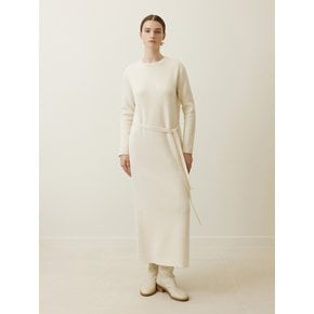 Cashmere Blend Belted Knit Dress Ivory