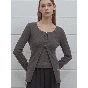 SQUARE NECK CARDIGAN & SLEEVELESS SET DGR