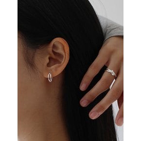 [Silver 925] Double Line One-touch Earrings