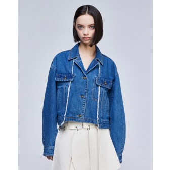 송지오 [파주점] [송지오우먼] 컬렉션 버티컬 컷 크롭 데님 트러커 인디고  WH2JP701IN