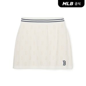 MLB [코리아공식] 여성 클래식 모노그램 셔닐사 A라인 스커트 BOS (Cream)