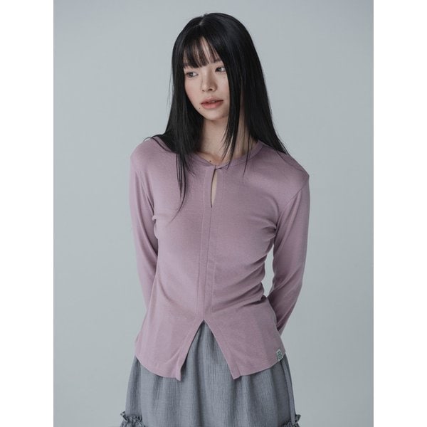 [리퍼브]VIVIAN TRIM TWIST T-SHIRT_INDIE PINK