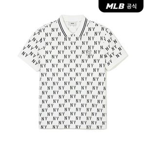 MLB [코리아공식]클래식 모노그램 전판패턴 카라 티셔츠 NY (Ivory)