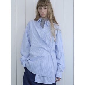 Nerd oversize wrap shirt_blue stripe