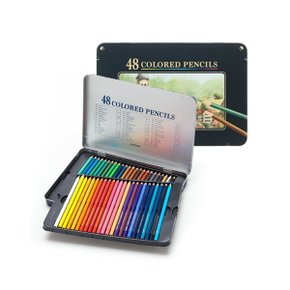 문화연필 고급 48색 색연필 틴케이스