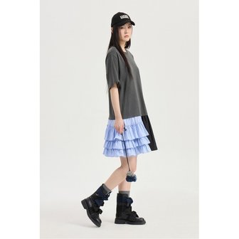 럭키슈에뜨 Mix Jersey Short Sleeve Dress (dark grey) LFDAM26300GYD