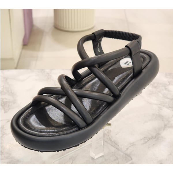 [여주점] 바바라 여성 3cm 통굽 스트랩 샌들 BBI346BK