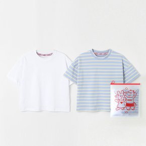 시원한스트라이프 유 티셔츠(2개 1세트)(파우치 세트)