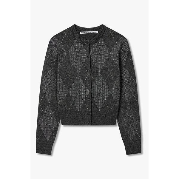 크리스탈 핫픽스 아가일 크롭 가디건 3616130102000