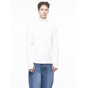 Spandex Finger-warmer Turtleneck - White /M243TP04WH