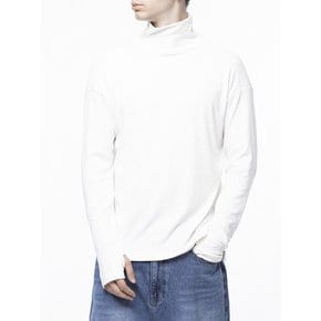 Spandex Finger-warmer Turtleneck - White /M243TP04WH