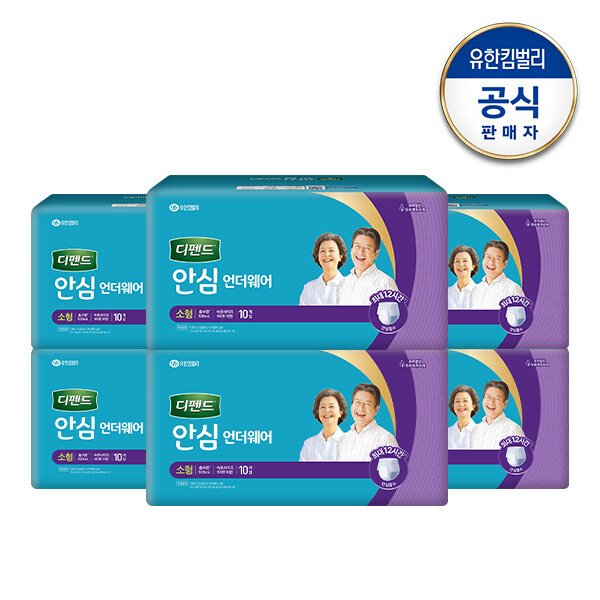 안심 언더웨어 일반 요실금 팬티형 남녀공용 성인기저귀 소형 10매x6팩
