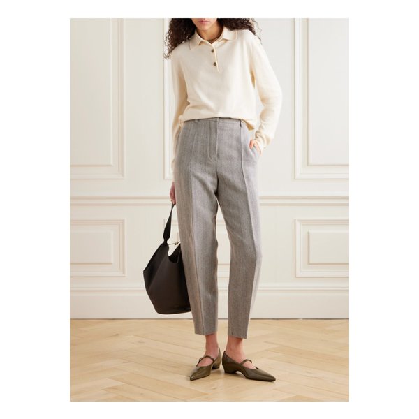 단 크롭 리넨 울 캐시미어 혼방 테이퍼드 팬츠 그레이 1647597357041113