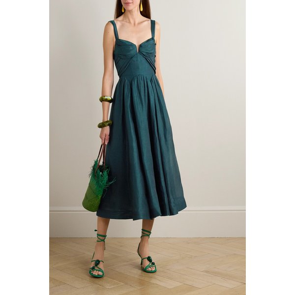 리넨 실크 블렌드 레벨리온 뷔스티에 미디 원피스 46376663162996877