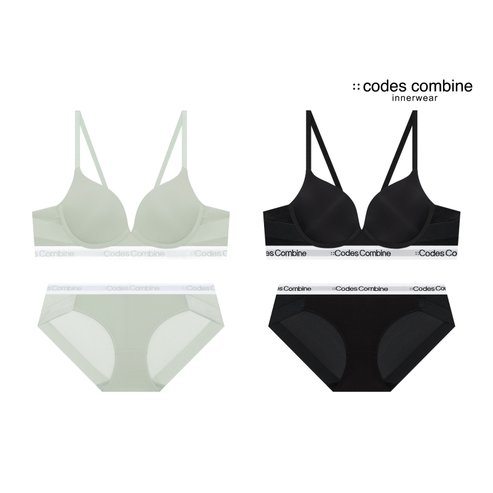 코데즈컴바인이너웨어 [코데즈컴바인 이너웨어]더블윙 노와이어 브라 팬티 세트 (CDWBR153+CDWBP153LKH,BK)