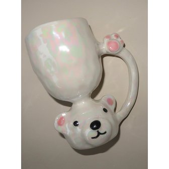 들꽃세라믹 화이트 펄 곰돌이 컵