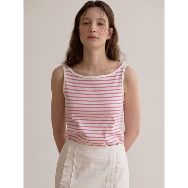 Boat neck sleeveless top - Pink