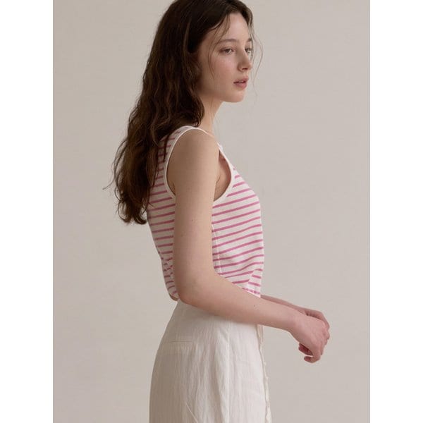Boat neck sleeveless top - Pink