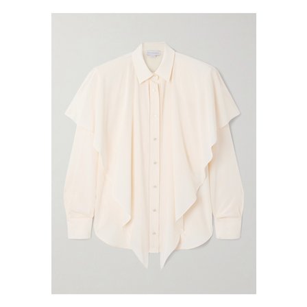 스텔라맥카트니 스텔라매카트니 케이프 이펙트 오가닉 실크 크레이프 드 신 셔츠 화이트 1647597358082723