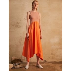 two tone sleeveless dress_orange