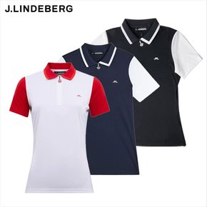 [J.LINDEBERG] 여성 반팔 골프 티셔츠 /  안토니아 폴로 / GWJT06828 0000 6855 9999