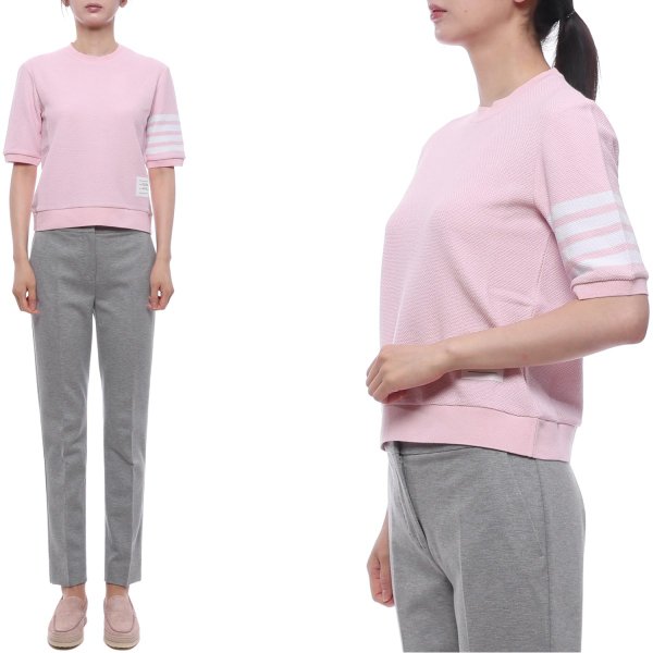 [부산점] 26SS 여성 사선 스트라이프 반팔티셔츠 (FJS222A J0248 680 26S)