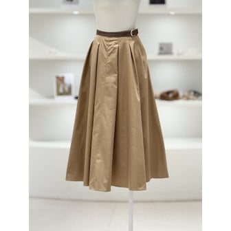 듀엘 [여주점] 여성 웨이스트 배색 플리츠 롱 스커트 (L254PSD040)