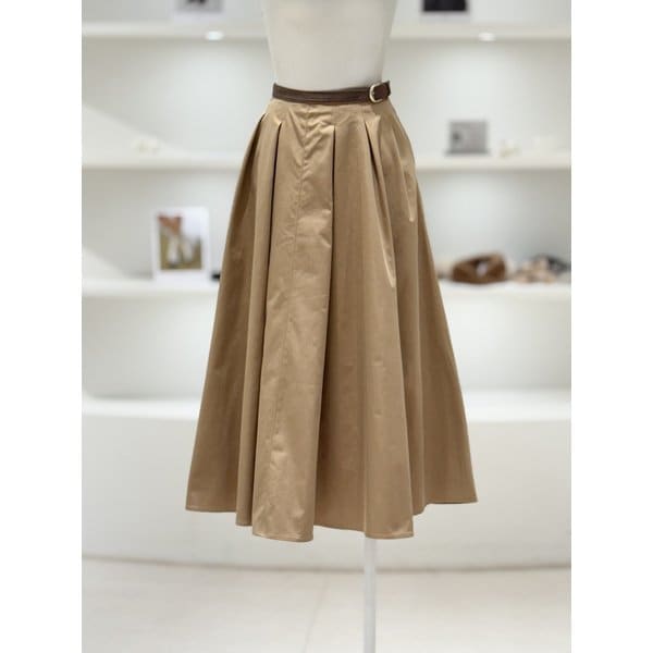 [여주점] 여성 웨이스트 배색 플리츠 롱 스커트 (L254PSD040)
