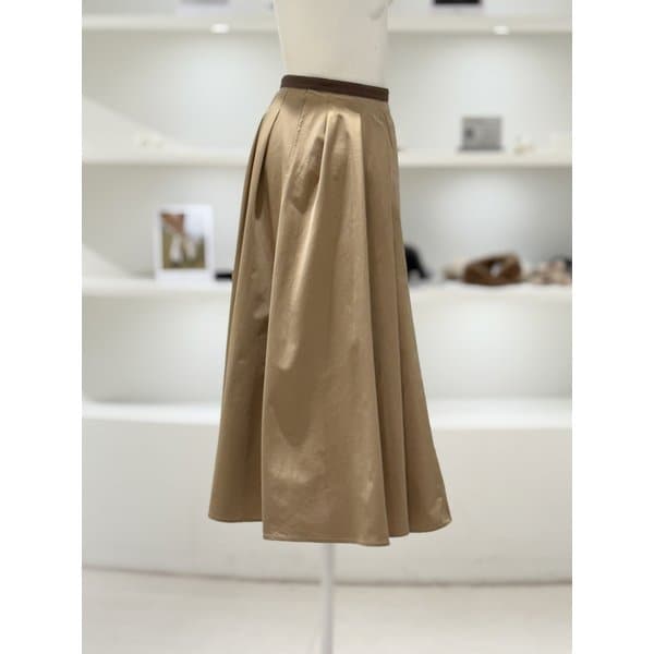 [여주점] 여성 웨이스트 배색 플리츠 롱 스커트 (L254PSD040)