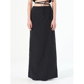 WRINKLED MAXI SKIRT_BLACK