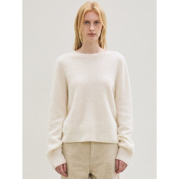 cashmere classic whole garment knitted pullover (ivory)