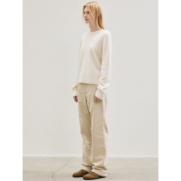 cashmere classic whole garment knitted pullover (ivory)