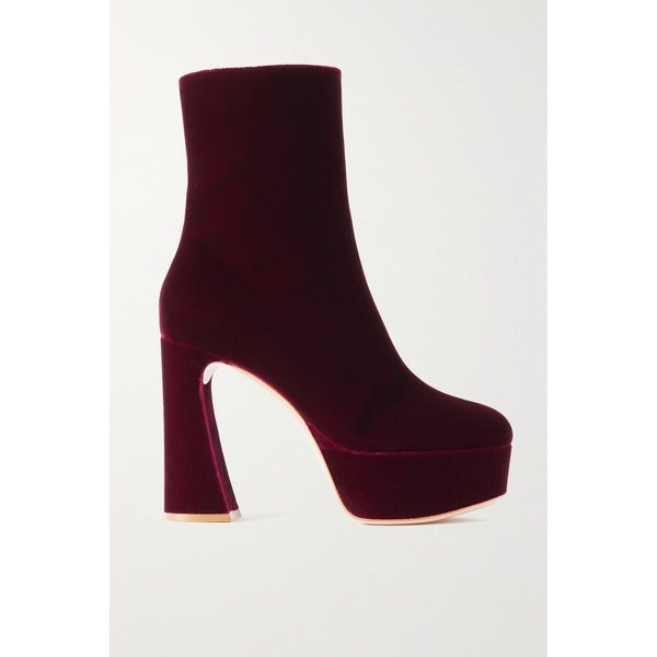 홀리 벨벳 플랫폼 앵클 부츠 120mm 버건디 1647597317858303