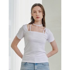 Square Neck Half Sleeve Tie T-Shirts - Wihte