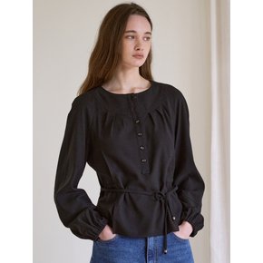 Carol Pin-tuck Blouse (Black)