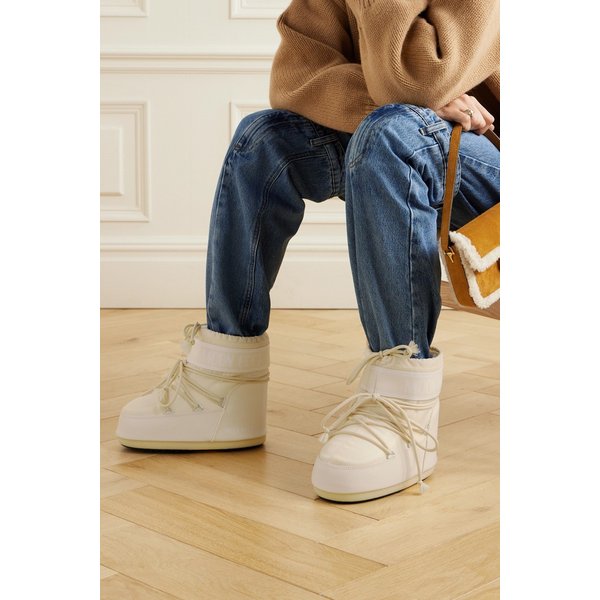 문부츠 아이콘 로우 셸 인조 가죽 스노우 부츠 크림 1647597307949062