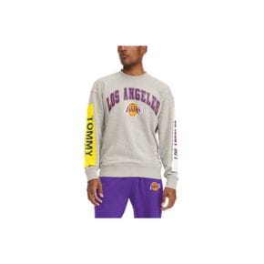 3798062 TOMMY JEANS Mens Tommy Jeans Gray Los Angeles Lakers James Patch Pullover Sweatshi