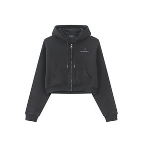 SP BLOCK CROP HOOD ZIP UP-BLACK