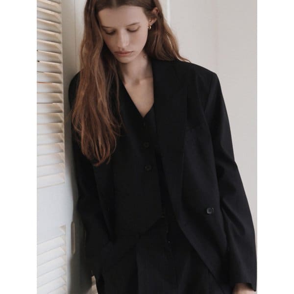 Stripe Four Set Up Suit-Overfit Double Breast Jacket