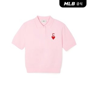 [코리아공식]여성 하트 크롭핏 카라 티셔츠 CLE (L.Pink)