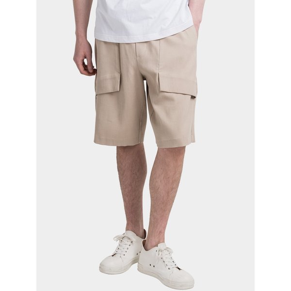 4-빅포켓 골지 5부 밴딩 남자하프팬츠 CXS25MWHP414 BEI