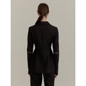 SLIT SLEEVE WOOL JACKET (BLACK)